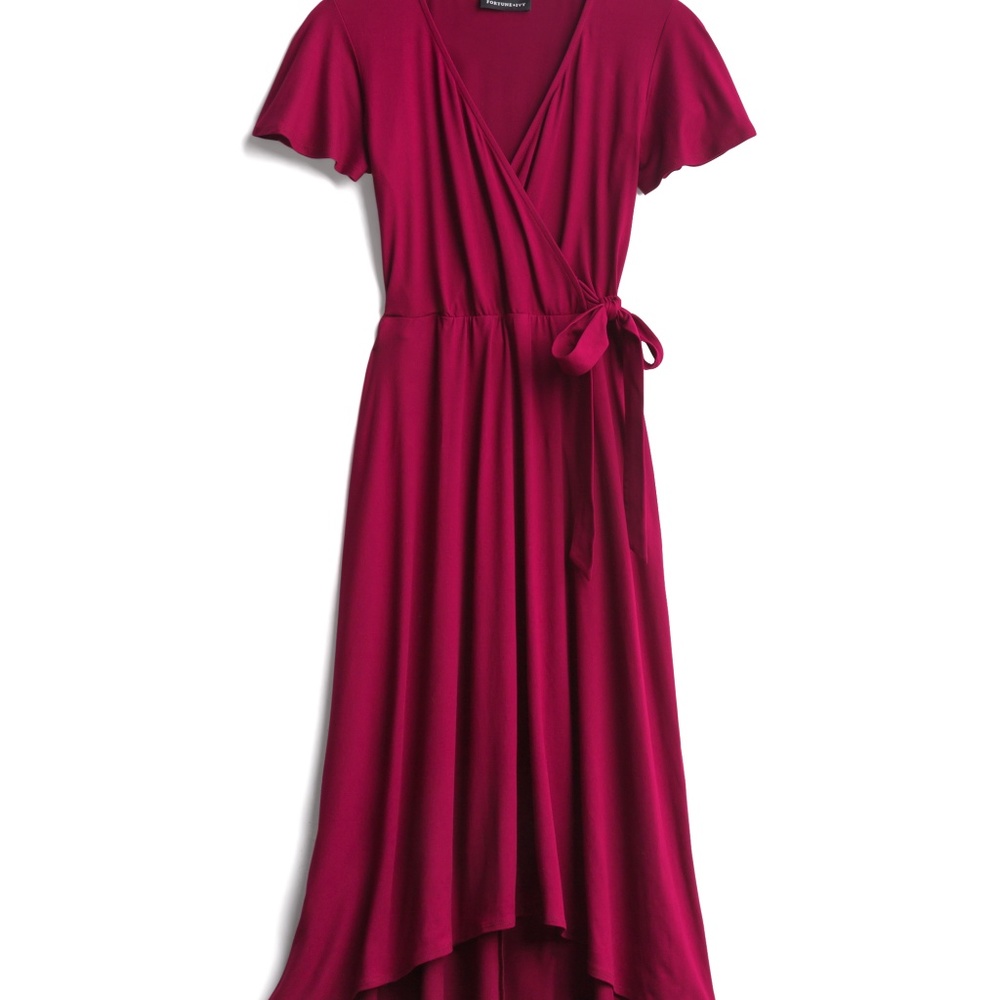 FORTUNE + IVY - Faux Wrap Knit Maxi Dress (NWOT)